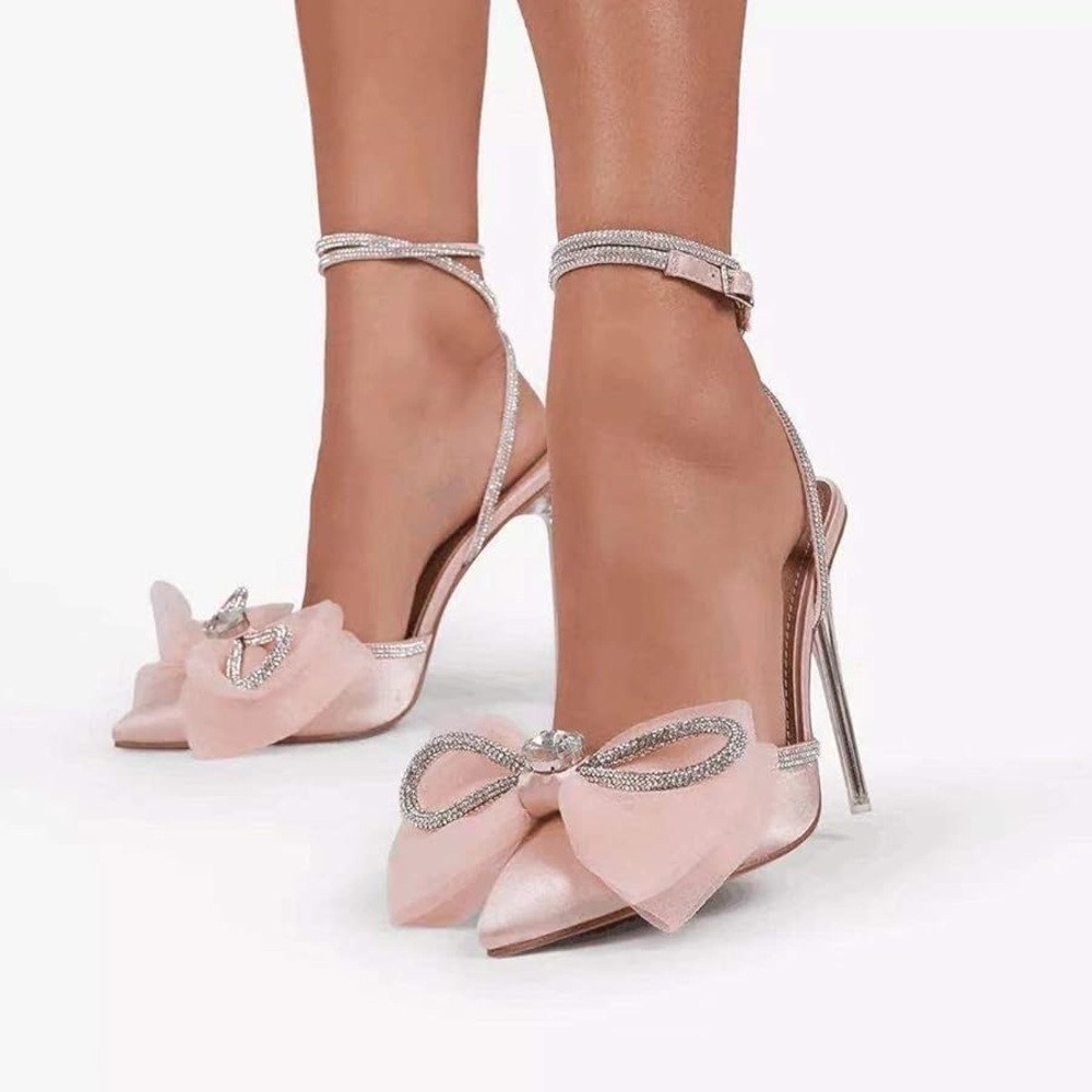 Elegant Pink Bow Heels